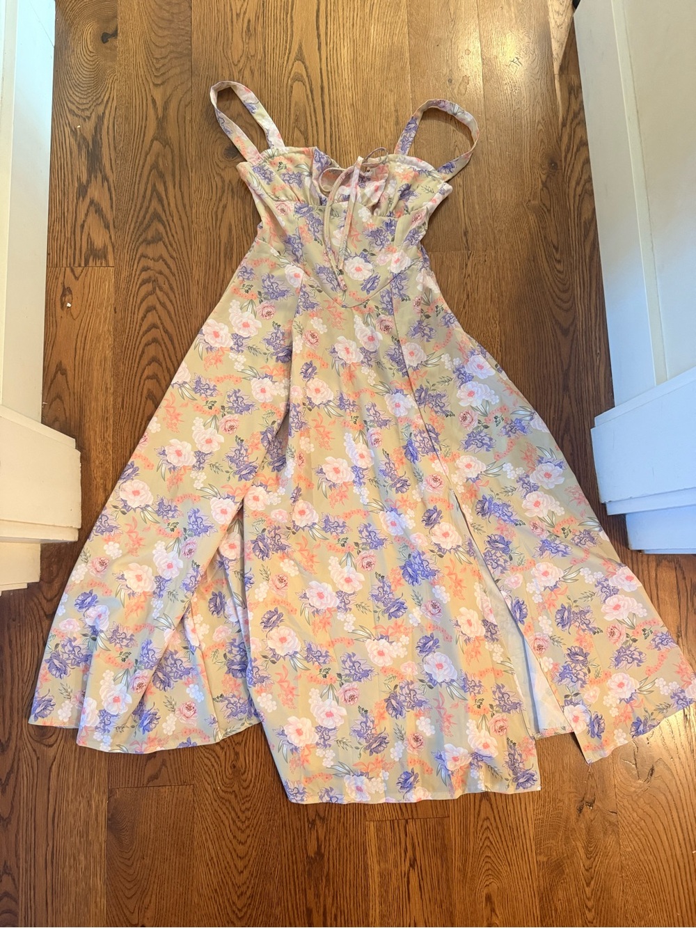 Floral Sundress with Lavender & Peach Flowers
